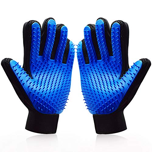 Pet Grooming Glove - Gentle Deshedding Brush Glove - Enhanced Five Finger Design - Perfect for Dog & Cat with Long & Short Fur-Enhanced Five Finger Design （Upgrade Version）