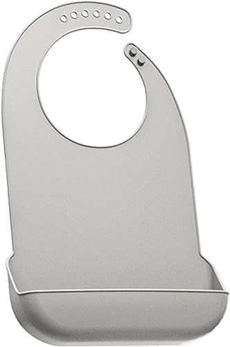Paquete de 2 baberos de silicona para adultos, impermeables, lavables, con atrapasamigas, para ancianos, alimentación grande Gris