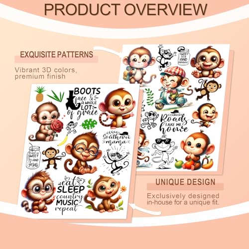 Transfert UV DTF singe mignon autocollant permanent pour customisation mug