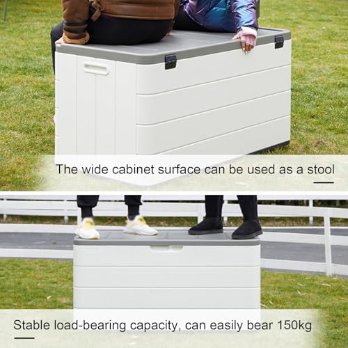 Terrassenbox für den Außenbereich, abschließbare Aufbewahrungsbox aus Kunststoff mit Deckel, ideal zur Aufbewahrung von Terrassenkissen, für Garten, Pool und Balkon, Tragkraft 150 kg