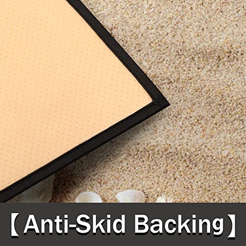 TropicalLife Seashells Sand Sea Half Round Door Mat, Coastal Theme Beach Indoor Outdoor Doormat Absorbent Washable Welcome Entrance Way Front Half Circle Rugs for Entryway Outside Kitchen Decor - Image 3