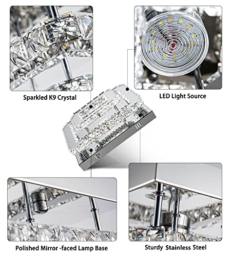 Dsliting Dimmable Chandelier Small Crystal Chandelier Flush Mount Ceiling Light Fixture Modern Led Small Ceiling Light Bedroom Chandelier For Hallway Bathroom Stairway #TOP6