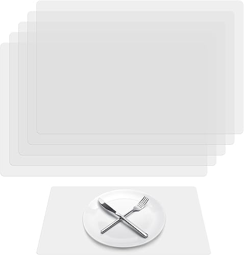 Tecmisse Mantel individual de plástico resistente al calor, lavables, manteles individuales transparentes para mesa, comedor, cocina, manualidades y