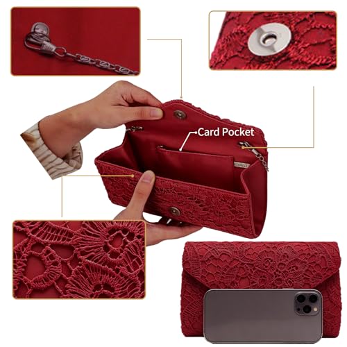 Image of 2026 Lace Embroidered Clutch Dressy Purse Envelope Evening Bag