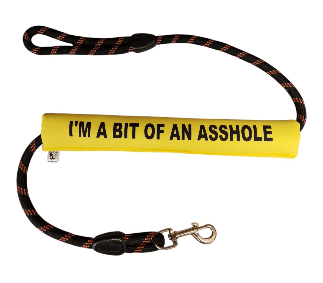 I'm a bit of an asshole, dog lead sleeve, yellow, cover wrap