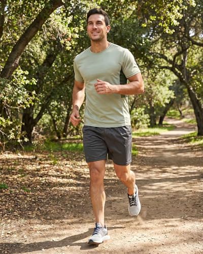 Image of Real Essentials 5 Pack: Men's Mesh Performance Quick Dry Tech Stretch Ultra-Soft Breathable Short Sleeve Crew Active T-Shirt | Available In Big & Tall, Moisture Wicking, Quick Dry, Cooling, Summer, Casual, Basketball, Tennis, Hiking, Yoga, Tops