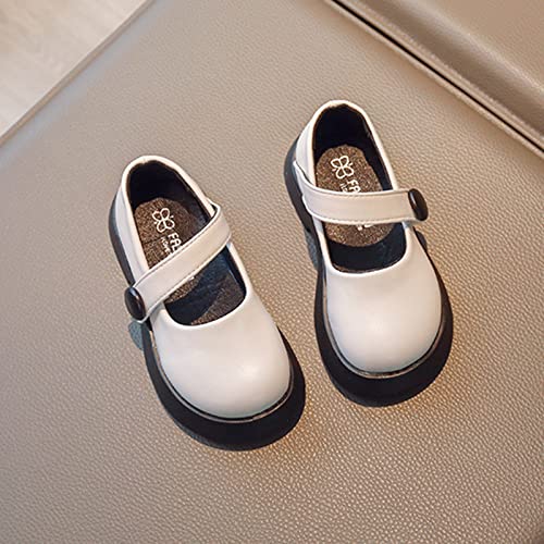 Toddler Little Girl Casual Shoes Mary Jane Dress Shoes Ballet Flat for Easter Flower Girl Party School Shoes (White, 9.5-10 Years Big Kids)4