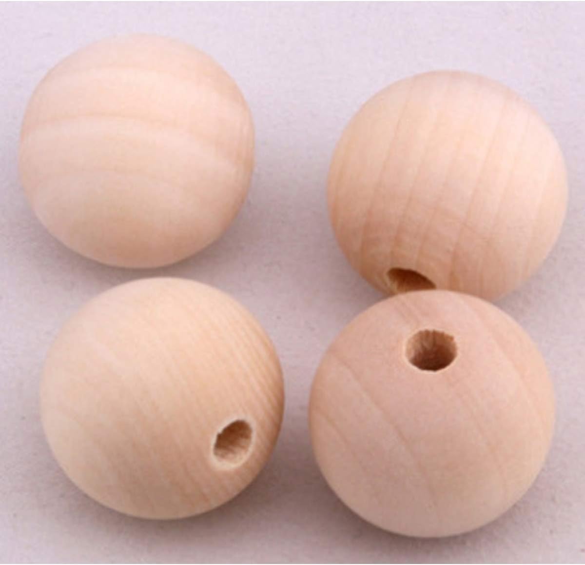 100pcs Wood Round Pearl Beads Ball 25mm Wooden Spacer Craft Beads for Craft Keychain Farmhouse Decor Jewelry Making