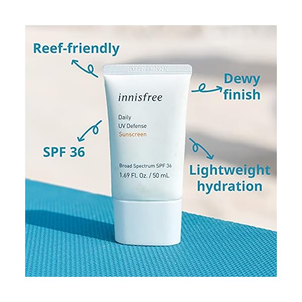 innisfree Daily UV Defense Sunscreen Broad Spectrum SPF 36 Face Lotion, 1.69 Fl Oz (Pack of 1)