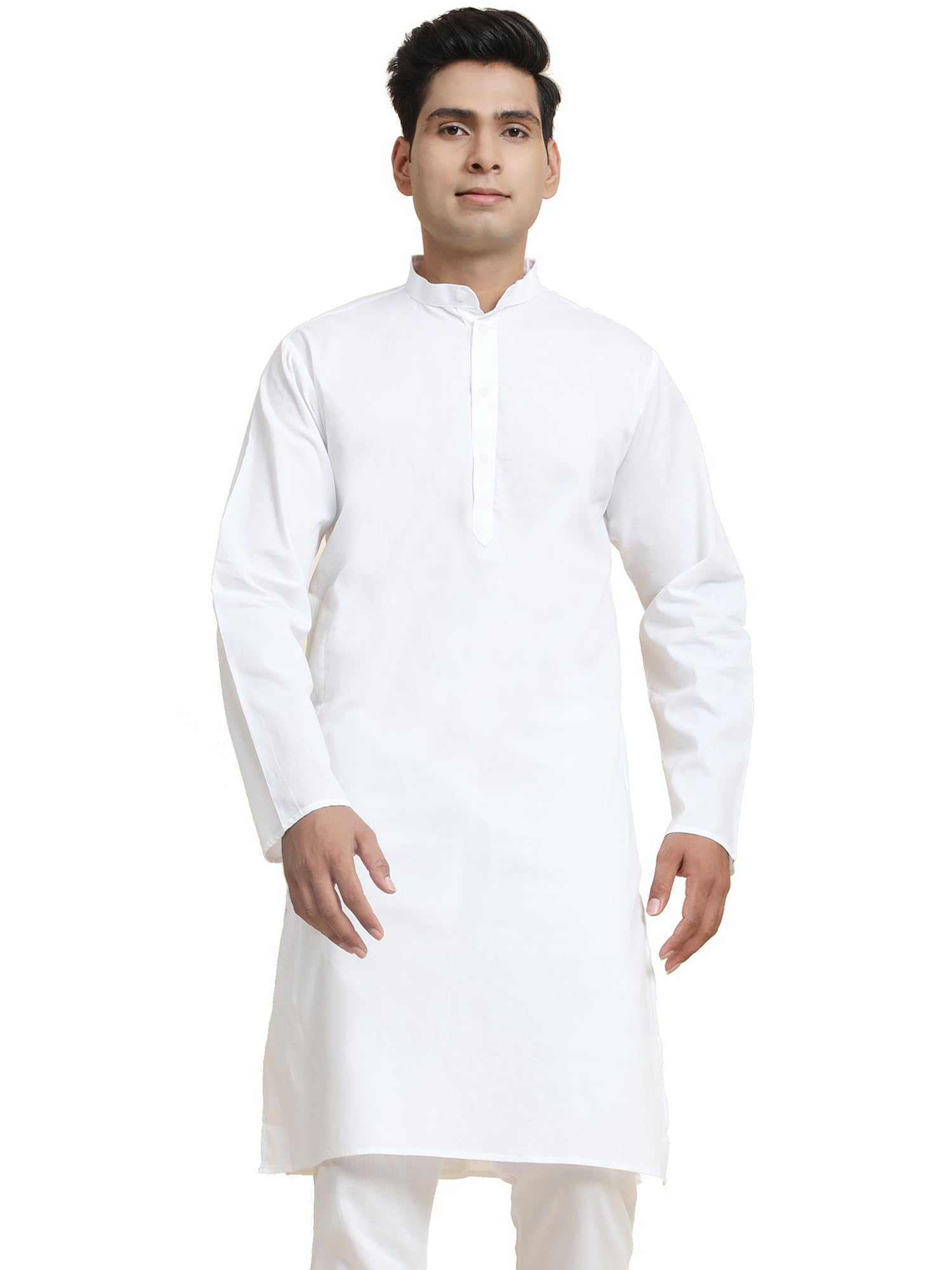 Amazon Brand - Anarva Men's Cotton Solid Dress Long Kurta Regular Fit Casual