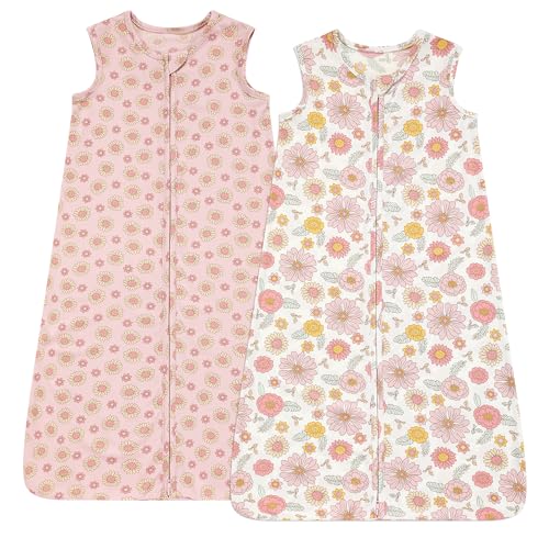 Image of DaysU Baby Sleep Sack 12-18 Months Stretchy, Baby Girl Wearable Blanket 2-Way Zipper TOG 0.5, Breathable Lightweight Baby Sleeping Bag 2 Pack, Sunflower, Large