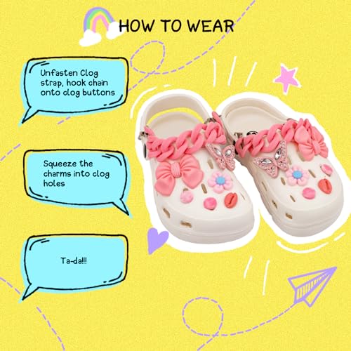 Butterfly Shaped Shoe Chains for Teens, DIY Decoration