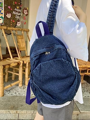 Image of MaxxCloud Vintage Denim Laptop Backpack Casual Canvas Daypack Handbag Purse Lightweight Rucksack Shoulder Bag