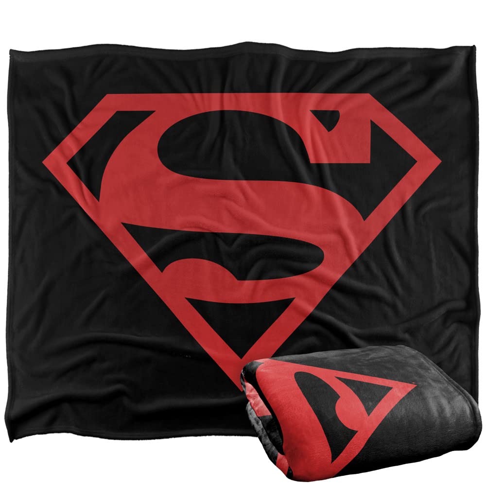 Logovision Multicolor Superman Blanket, 152 X 127 Cm, Red On Black Shield, Silky Touch Super Soft Throw Blanket