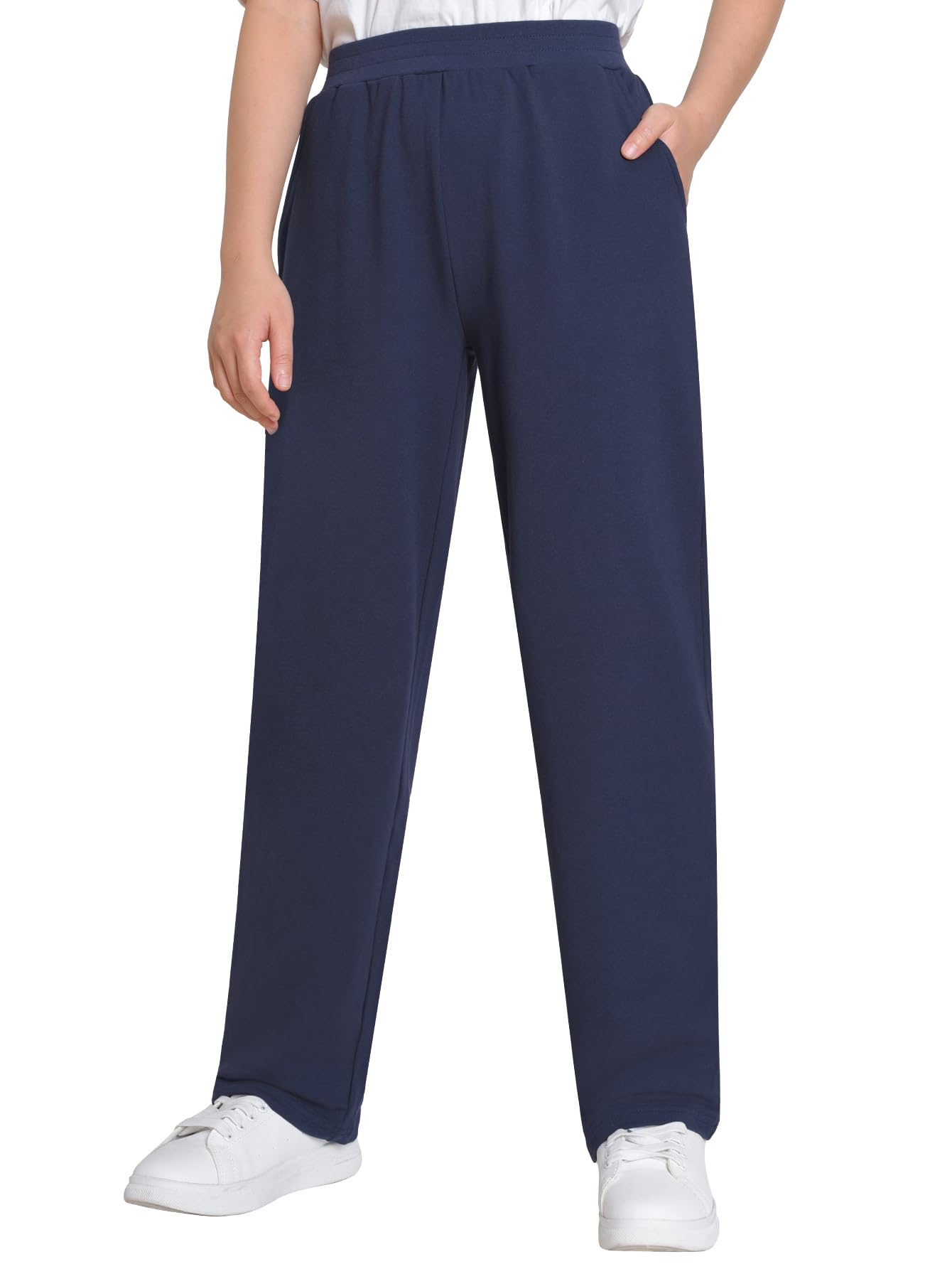 Weintee Womens Petite Cotton Pull On Pants with Pockets