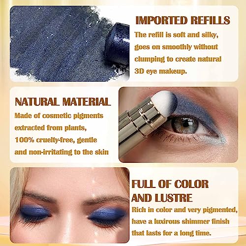 Prreal Dual End Shimmer Eyeshadow Stick,Pearl Eyeshadow Pencil,Waterproof Long-lasting Glitter Eye Shadow Cream Stick with Soft Brush for Eye Makeup (#12) - Image 3