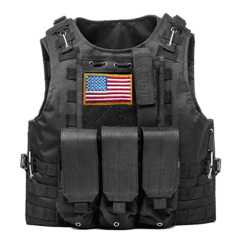 GALAXYLENSE Sport Hunting Tactical Vest Airsoft Paintball Protection Light Weight Heavy Duty Breathable 600 D Polyesters (Black Vest)