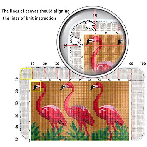 Image of clubevy Tapestry Kits Latch Hook Rug Kits Carpet Embroidery Needlework Button Package DIY Rugs Cross Stitch Kit, Flamingos