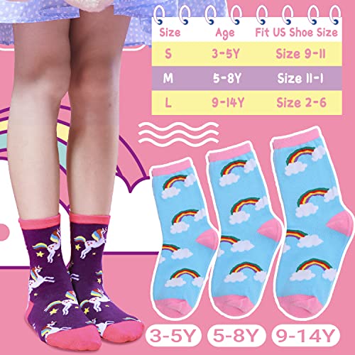 Antsang Children Cotton Crew Socks For Girl Boy Kids Toddler Gift Fashion Cute Cartoon Animal Stocking Stuffer Unicorn Socks 6 Pack (Unicorn-I, 5-8 Years Old) #TOP2