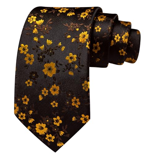 Image of Barry.Wang Men Tie Set Floral Paisley Silk Necktie Pocket Square Cufflinks Formal Wedding Party Business