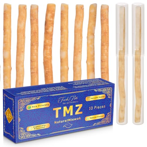 Miswak Sticks for Teeth (Pack of 10 with 2 Holders)...