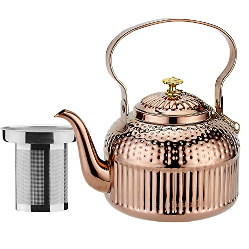 SANQIAHOME Tetera de acero inoxidable con infusor Cover