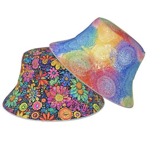 Image of Bucket Hat Double-Side-Wear Reversible Sun Hat Beach Travel Hiking for Women Men