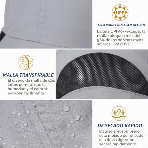 Miniatura 4 de Gadiemkensd Quick Dry Sports Hat Lightweight Breathable Soft Outdoor Run Cap Light Gray
