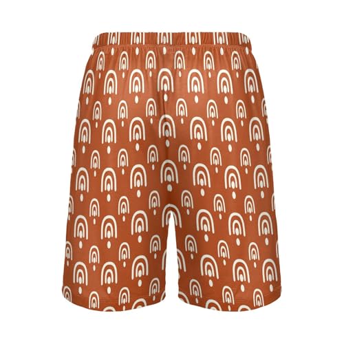 Men's Pajama Shorts Rainbow Abstract Red Athletic Pajama Sleep Bottoms with Pockets 23041522