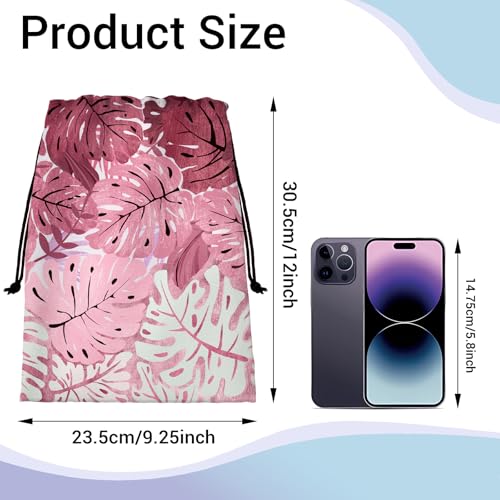 Image of Palm Leaves Gymnastics Grip Bags Pink Lightweight Athlete String Bag for Women Outdoor Grips