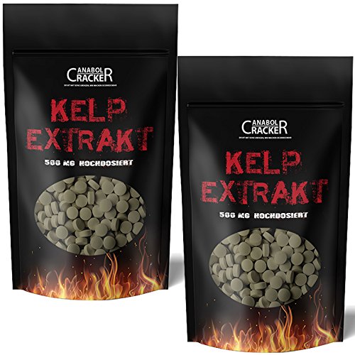 1000 Tabletten (2X500 tabletten pack)- Kelp Extrakt, 500mg Kelp mit 150mcg Jod/Tablette, für Veganer geeignet, natürliche Quelle für Jod - Sea Algen Cover