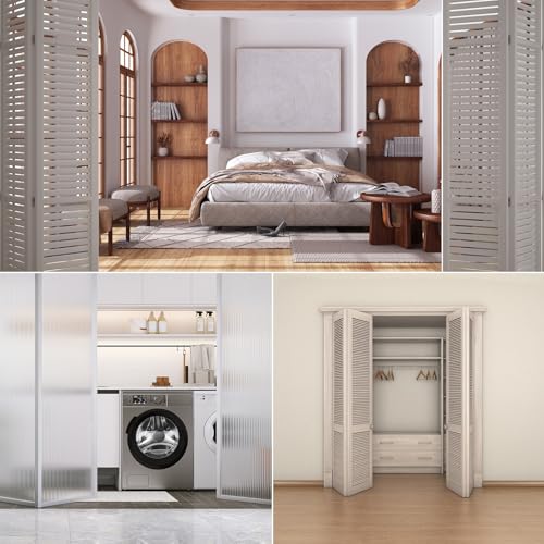 Kit de herrajes para puertas plegables uxcell, 4 unidades, incluye pivotes superior e inferior, soporte y rueda guía para puertas de clóset plegables miniatura 6