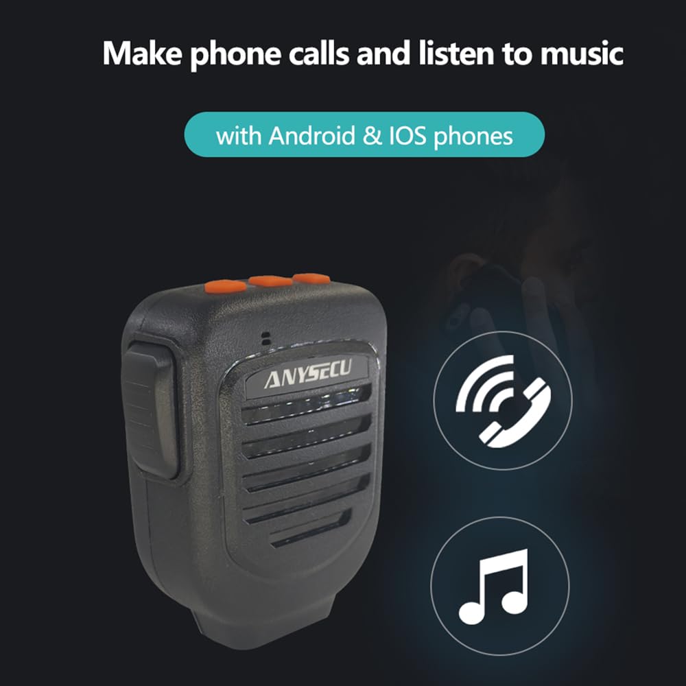 KJDEYT Anysecu Z112 Wireless Bluetooth Microphone Speaker Zello PTT for Network Radio Zello and realptt Walkie Talkie Support Android and iOS System