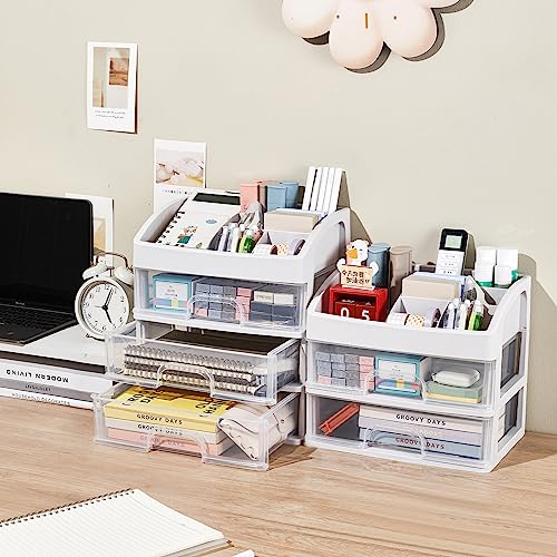 Desk Organizer with Drawers, 3 Drawers Storage Organizer, Desktop Storage Dra...