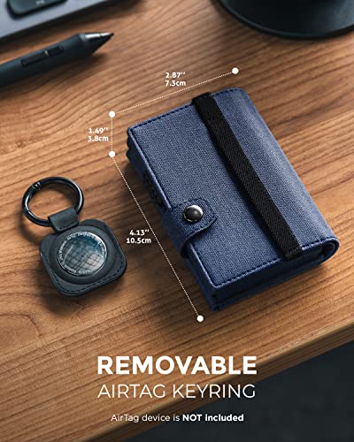 Image of VULKIT Pop up Card Wallet with AirTag Holder RFID Blocking Credit Card Holder with Banknote Compartment & ID Window, Navy