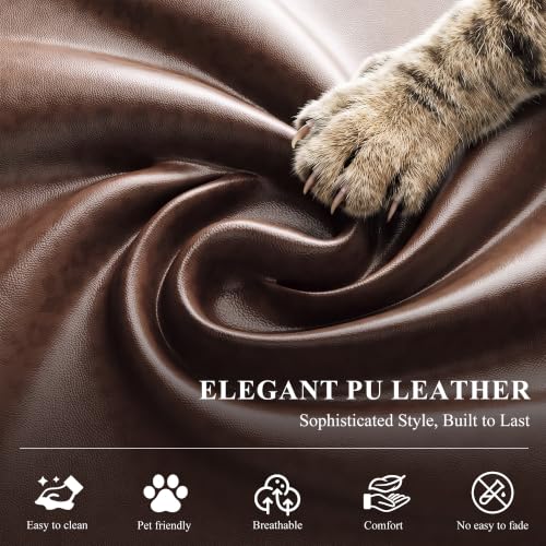MALOL Leather Loveseat with Foldable Table