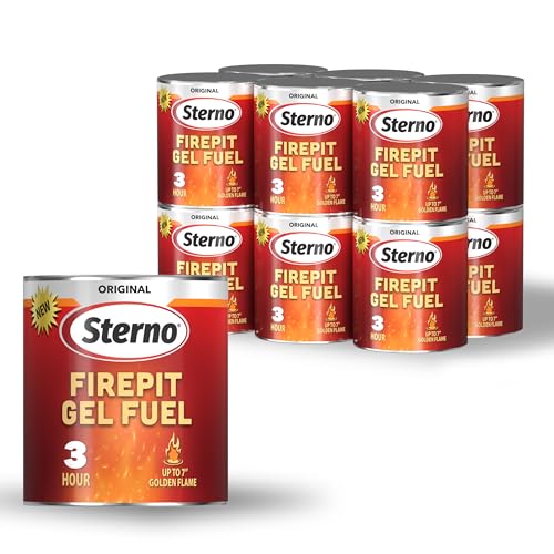 Sterno 12-Pack Firepit Gel Fuel - 3 Hours of Burn Time, Realistic Wood Crackling Sounds - Smokeless & Odorless, No Ash, & Soot - All-Weather Burner for Indoor Fire Pit & Outdoor Fire Pit
