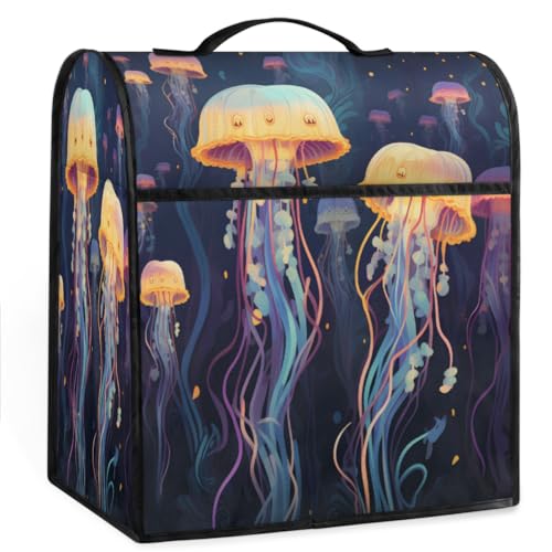 Coffee Maker Cover Ocean Jellyfish Theme Kitchen Appliance Covers Small Appliance Covers Blender Cover Juicer Cover Dust Covers for Kitchen Appliances with Top Handle and Pockets,Washable,B111