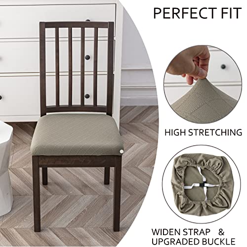 Xuanzyang Seat Covers Waterproof For Dining Room Chair Seat Stretch Jacquard Slipcovers Kitchen Chair Covers (Taupe, 6 Pcs) #TOP2