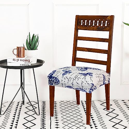 Image of Set of 4 Stretchable Dining Chair Covers, Universal Fit Washable Seat Slipcovers for Dining Room & Home Decor (Butterfly)