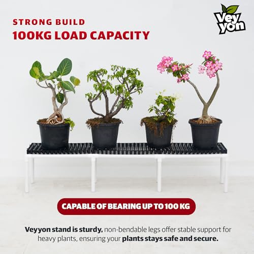 Image of UPVC Plant Stand for Balcony, Terrace, Grow Bags & Pots - 5 Ft | 100% Waterproof UPVC, 100kg Load Capacity, Heavy-Duty, Supports Heavy Pots & Grow Bags. Size: 60 x 10 x 13 Inch.