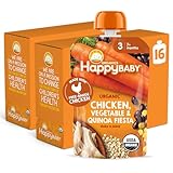 Happy Baby Organics Savory Blends Stage 3 Baby Food Puree, Free Range Chicken, Garden Vegetables & Quinoa Fiesta, 3.5 Ounce (Pack of 16)