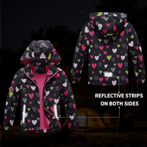 Image of MGEOY Boys Girls Rain Jacket Lightweight Waterproof Hooded Fleece Lined Raincoat Windbreakers for Kids