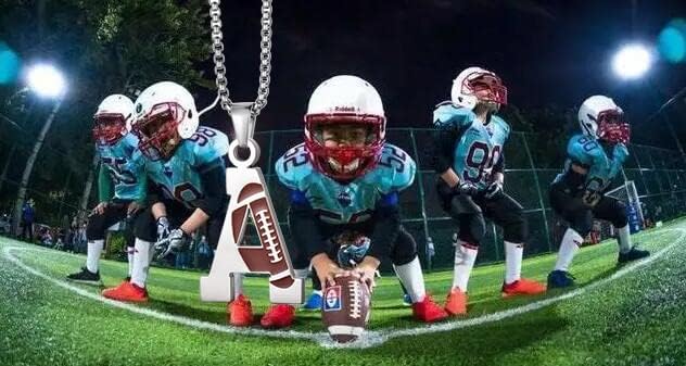 EZUY GNAY Letter Football Stainless Steel Football Necklace Player Number Pendant Silver Athlete LetterJewelry - Image 2