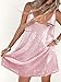 MIYIEONZ Women Sequin Sexy V Neck Shift Dress Sparkly Glitter Sleeveless Short Flowy Loose Party Night Out Club Dress Pink