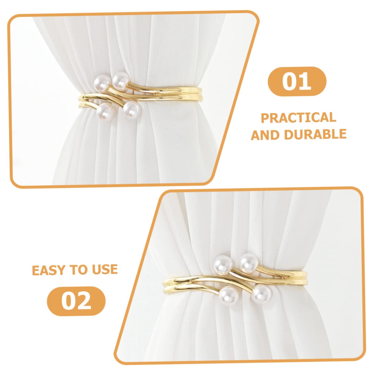 MAGICLULU Lot De 4 Pinces À Rideaux en Métal Design Polyvalent Décoration Dintérieur pour Salon Cuisine Et Chambre À Coucher 2 Pièces X 4