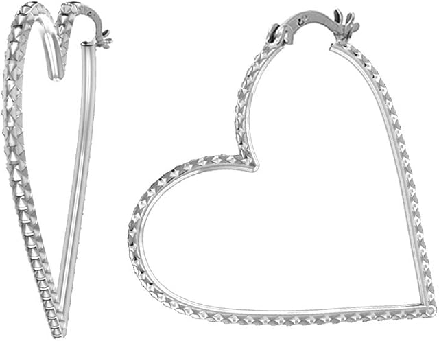 LeCalla Sterling Silver Jewelry Heart Hoop Earrings for Women Girl