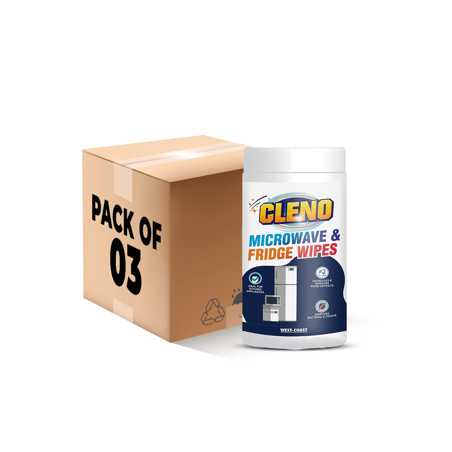 Cleno Microwave & Fridge Wet Wipes Removes Food & Grime Buildup, Quick Spot Cleaning for Shelves, Cooktops, Chrome, Electric Induction or Toaster - 50 Wipes (Ready to Use) (Pack of 3) (B0BSLMNYJR) Amazon Price History, Amazon Price Tracker