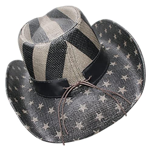 Healeved Vintage Western Style for Men Women Party Headwear Lightweight Durable Cowboy Hat for Outdoor Adventures Unique Fun Design for National Day Celebrations Black