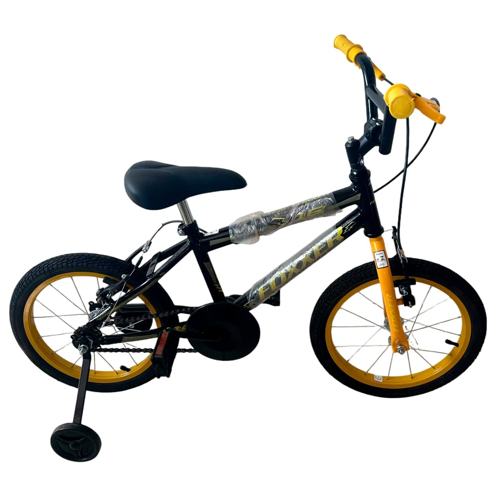 Bicicleta Infantil Aço Aro 16 Ferrara Cross Pisa Preto com Amarelo